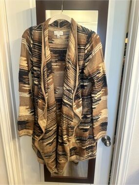 Lucky Brand Brown and Navy Striped Knit Cardigan